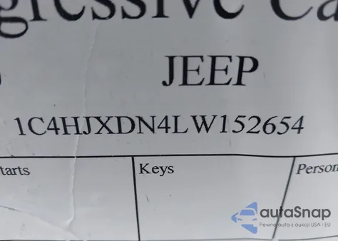 2020 Jeep Wrangler Unlimited Sport S 4X4 from USA, damaged, VIN 1C4HJXDN4LW152654